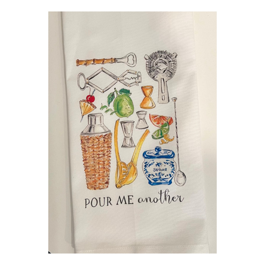 Kitchen Towel, Handpainted Bar Accessories