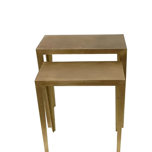 Set of 2 Brass Antique Side Tables