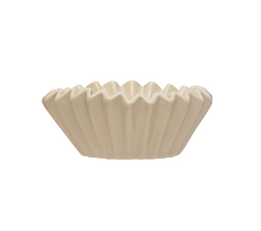 Stoneware Fluted Bowl, White