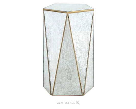 Tindell Regency Mercury Glass Brass Accent Pentagon Drinking Table