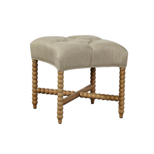 Tufted Linen Stool