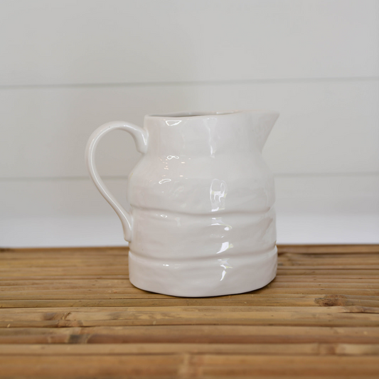 White Stoneware Pitcher