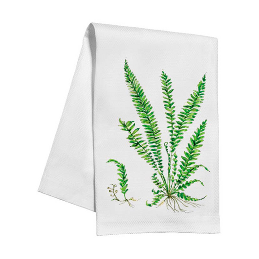 Kitchen Towel, Handpainted Maidenhair Fern