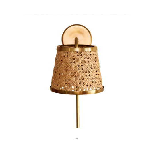 Down Sconce with Cane Shade